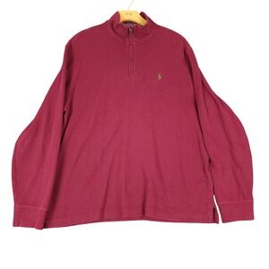 Polo Ralph Lauren Estate Rib Quarter Zip Pullover‎ Burgundy Long Sleeve Mens L